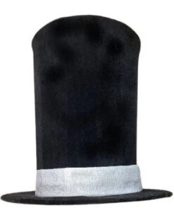 14" Black Hat With Silver Tinsel Edge