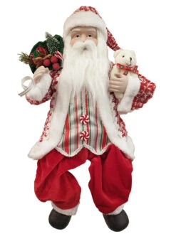 2 FT Peppermint Candy Santa With Teddy Bear