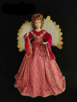 32" Red & Gold Animated Musical Angel Tree Topper
