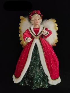 32" Red & Green Animated Musical Angel Tree Topper