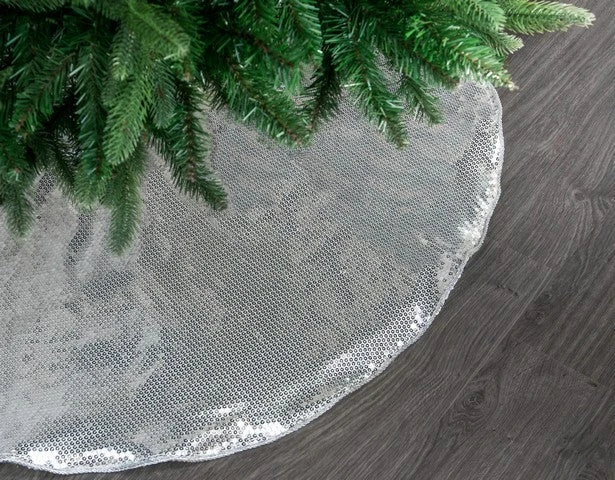 48" Silver Sequin Tree Skirt 1 48" Silver Sequin Tree Skirt