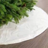 48" White Iridescent Glitter Tree Skirt With Silver Edge Trim