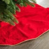 30" Red Velvet Tree Skirt With Gold Edge Trim