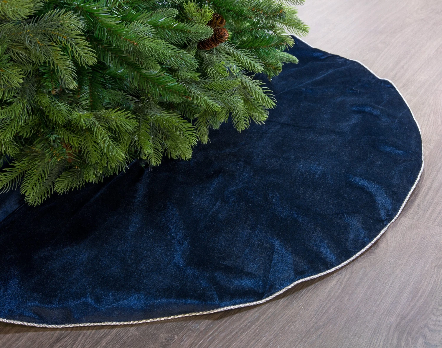 60" Navy Blue Velvet Tree Skirt 1 60" Navy Blue Velvet Tree Skirt