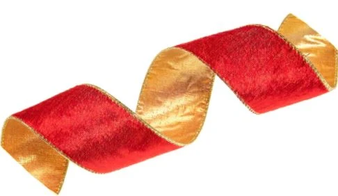 2.5" X 10 YD Red Ribbon With Gold Back Set Of 3 2 2.5" X 10 YD Red Ribbon With Gold Back Set Of 3 - Image 2