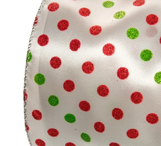 4" X 10 YD Red & Green Polka Dot Ribbon 2 4" X 10 YD Red & Green Polka Dot Ribbon - Image 2