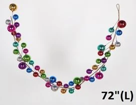 6 FT X 7" Shiny Multicolor Ball Garland 1 6 FT X 7" Shiny Multicolor Ball Garland