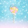 28" Pink & Gold Swirl Lollipop Pick With Blue Icing