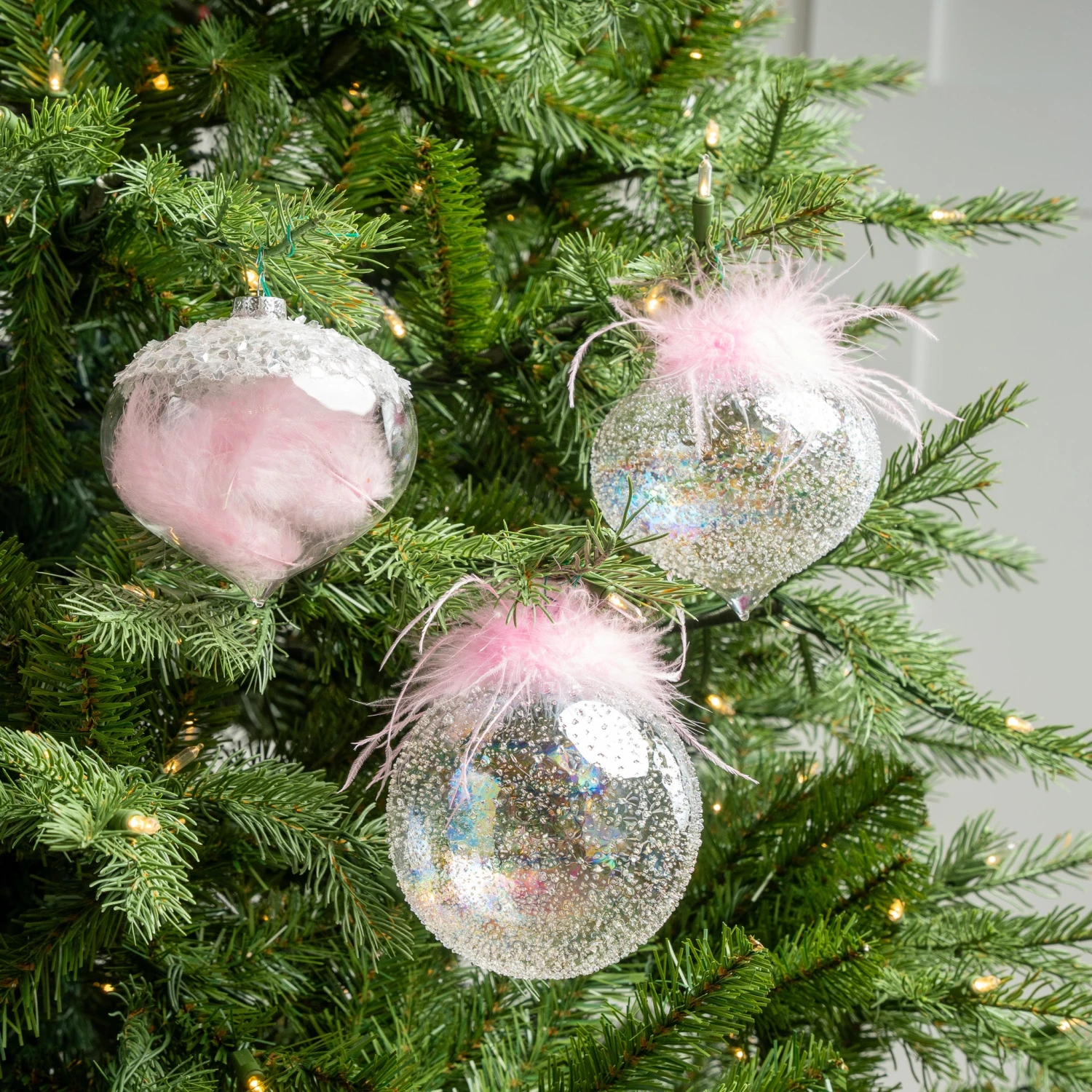 5" Crystal Pink Feather Ornament Assorted Set Of 9 2 5" Crystal Pink Feather Ornament Assorted Set Of 9 - Image 2