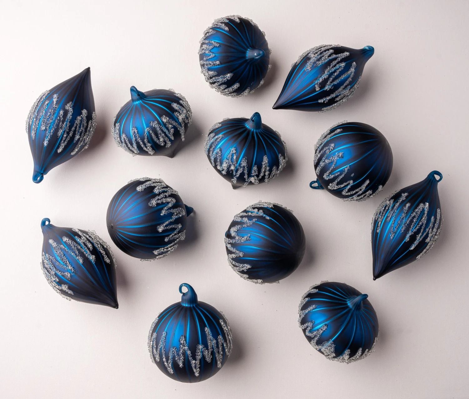 4" Blue Matte Decorative Ornaments Assorted Set Of 12 1 4" Blue Matte Decorative Ornaments Assorted Set Of 12