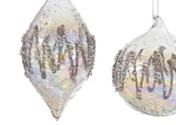 3" Iridescent Glass With Silver Glitter Assorted Set Of 12 -Christmas Decoration Shop 0671406850bb