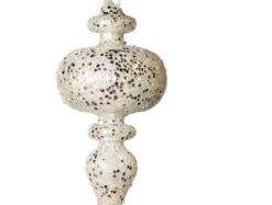 7" Crystal With Cream & Silver Glittered Finial Set Of 6 6 7" Crystal With Cream & Silver Glittered Finial Set Of 6 -Christmas Decoration Shop 0671406877B