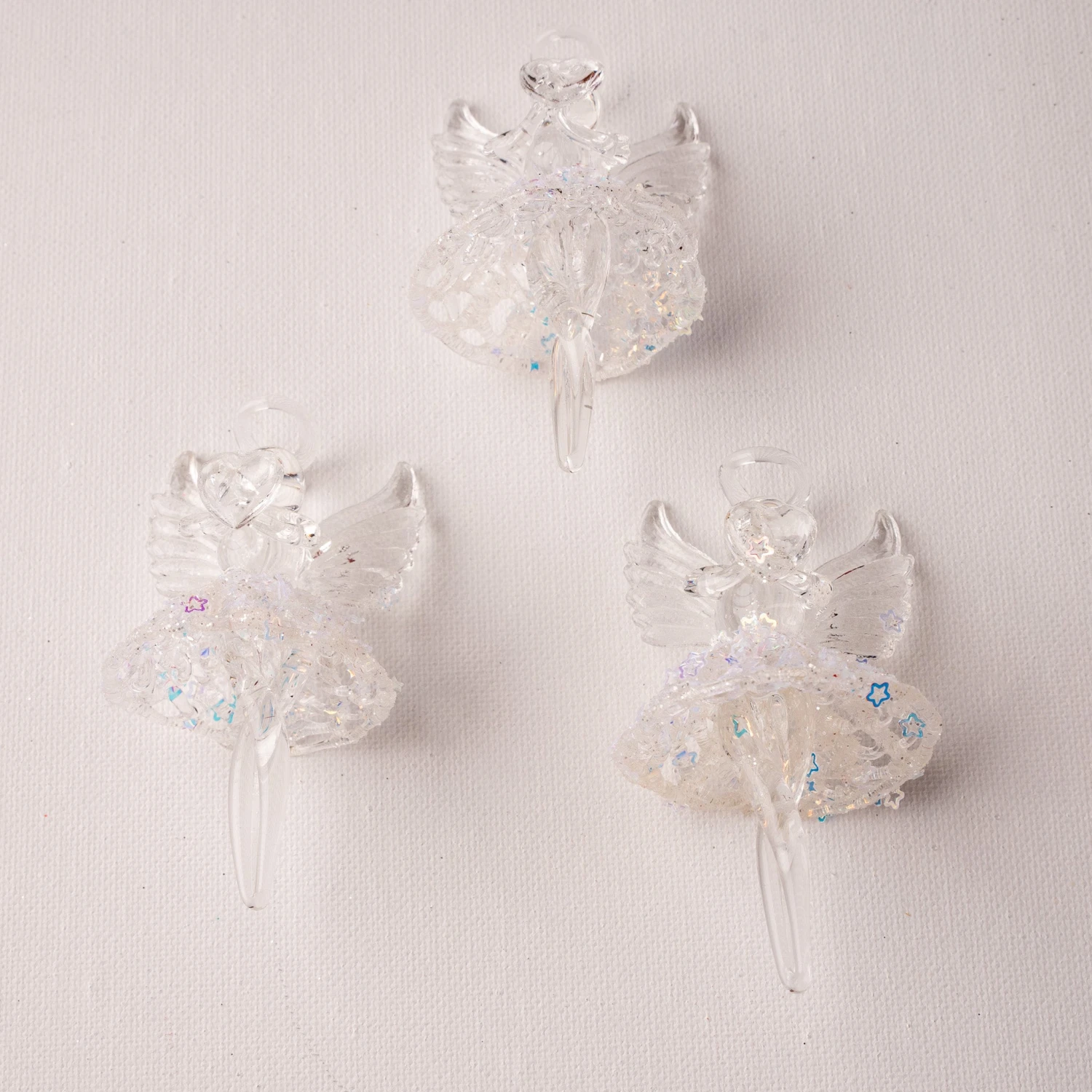 3" Angels With White Glitter Ornament Set Of 12 1 3" Angels With White Glitter Ornament Set Of 12