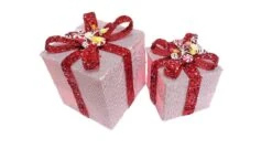 6" & 8" Red & White Stripe Gift Box With Sequin Bow