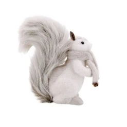 13" Grey Squirrel With Scarf & Pinecone