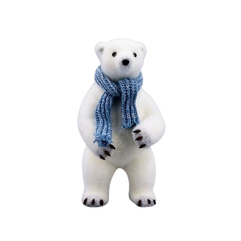 12" Standing Polar Bear With Blue Scarf 1 12" Standing Polar Bear With Blue Scarf