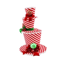 21" Peppermint Stacked Top Hats 5 21" Peppermint Stacked Top Hats -Christmas Decoration Shop 0671408435 1