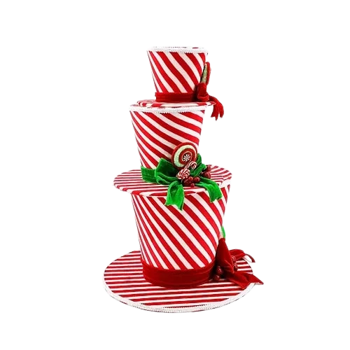 21" Peppermint Stacked Top Hats 2 21" Peppermint Stacked Top Hats - Image 2