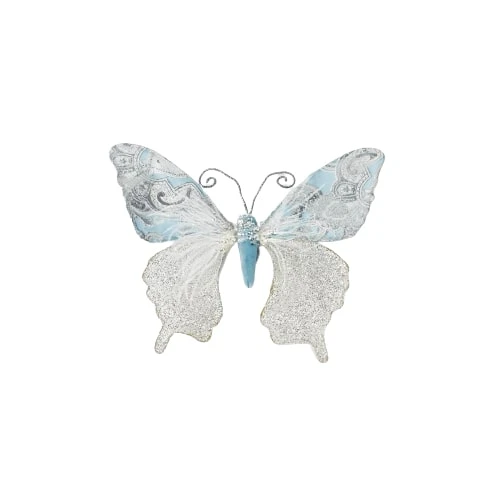 12" Arctic Blue & Silver Mesh Butterfly Set Of 6 1 12" Arctic Blue & Silver Mesh Butterfly Set Of 6