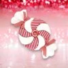2" Red & White Candy Ornament Set Of 6