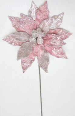 18" Icy Poinsettia Stem Set Of 6 -Christmas Decoration Shop 0671408814