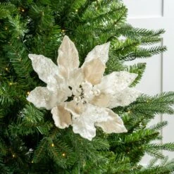 18" Icy Poinsettia Stem Set Of 6 -Christmas Decoration Shop 0671408815 2
