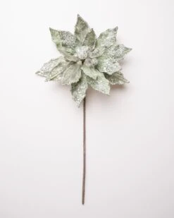 18" Icy Poinsettia Stem Set Of 6