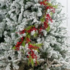 47" Red Berry With Leave Garland