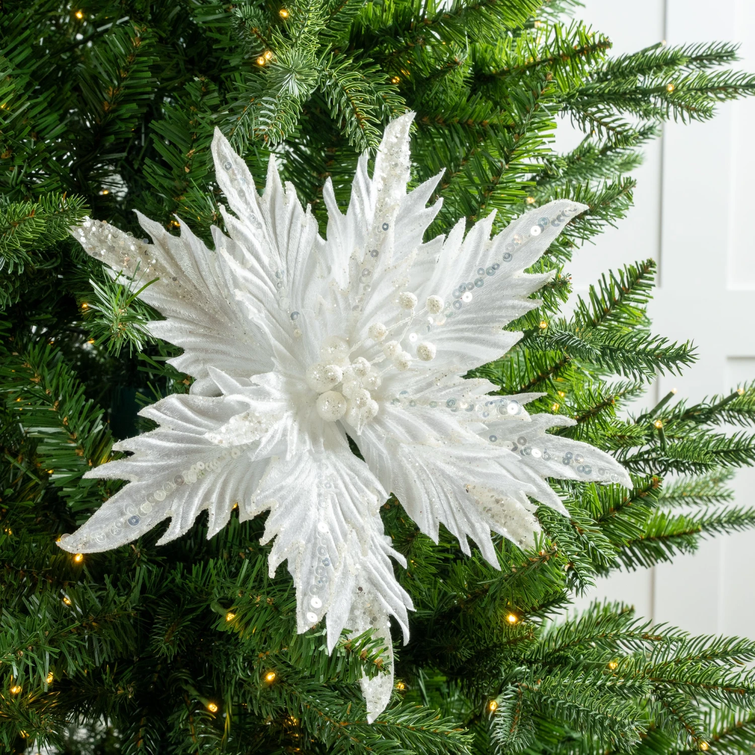 12" Poinsettia Clip Set Of 6 3 12" Poinsettia Clip Set Of 6 - Image 3