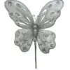 9" Silver Glitter Butterfly Set Of 12