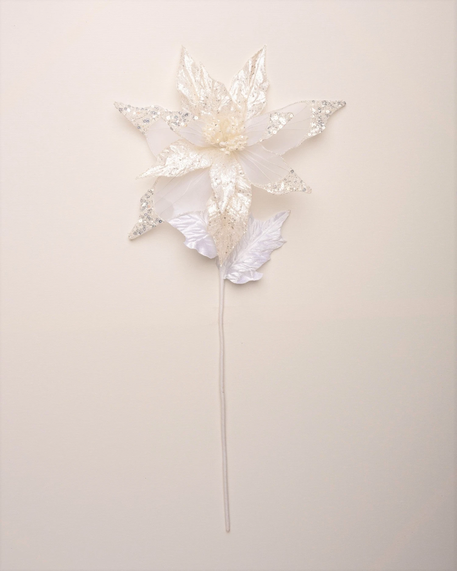 23" White Sheer Poinsettia Set Of 6 1 23" White Sheer Poinsettia Set Of 6