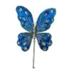 9" Blue Glitter Butterfly Set Of 6