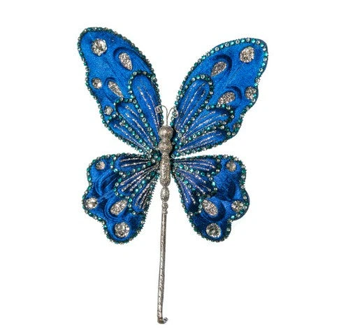 9" Blue Glitter Butterfly Set Of 6 1 9" Blue Glitter Butterfly Set Of 6
