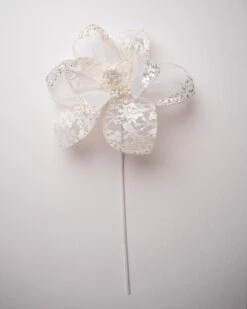 17" Glitter Hibiscus Stem Set Of 6