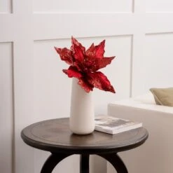 14" Glitter Poinsettia Set Of 6 -Christmas Decoration Shop 0671409521 2