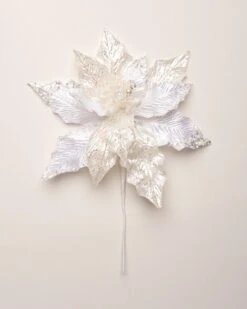 14" Glitter Poinsettia Set Of 6 -Christmas Decoration Shop 0671409522