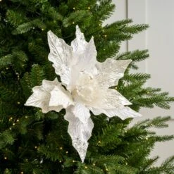 14" Glitter Poinsettia Set Of 6 -Christmas Decoration Shop 0671409522 1