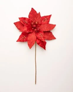 18" Poinsettia Stem Set Of 6 -Christmas Decoration Shop 0671409524