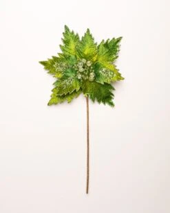 17" Green Jeweled Poinsettia Stem Set Of 6