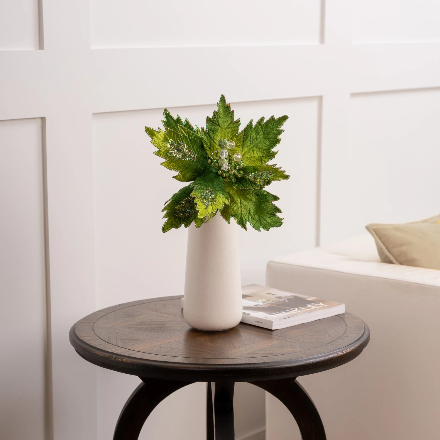 17" Green Jeweled Poinsettia Stem Set Of 6 3 17" Green Jeweled Poinsettia Stem Set Of 6 - Image 3