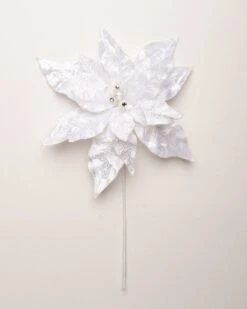 9" Velvet Poinsettia Pick Set Of 6 -Christmas Decoration Shop 0671409564