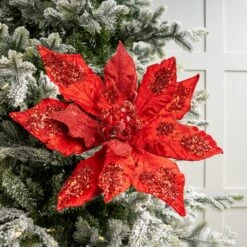 21" Giant Poinsettia Set Of 2 -Christmas Decoration Shop 0671409624 1