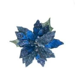 28" Navy Blue Poinsettia Set Of 4 5 28" Navy Blue Poinsettia Set Of 4 -Christmas Decoration Shop 0671409670B