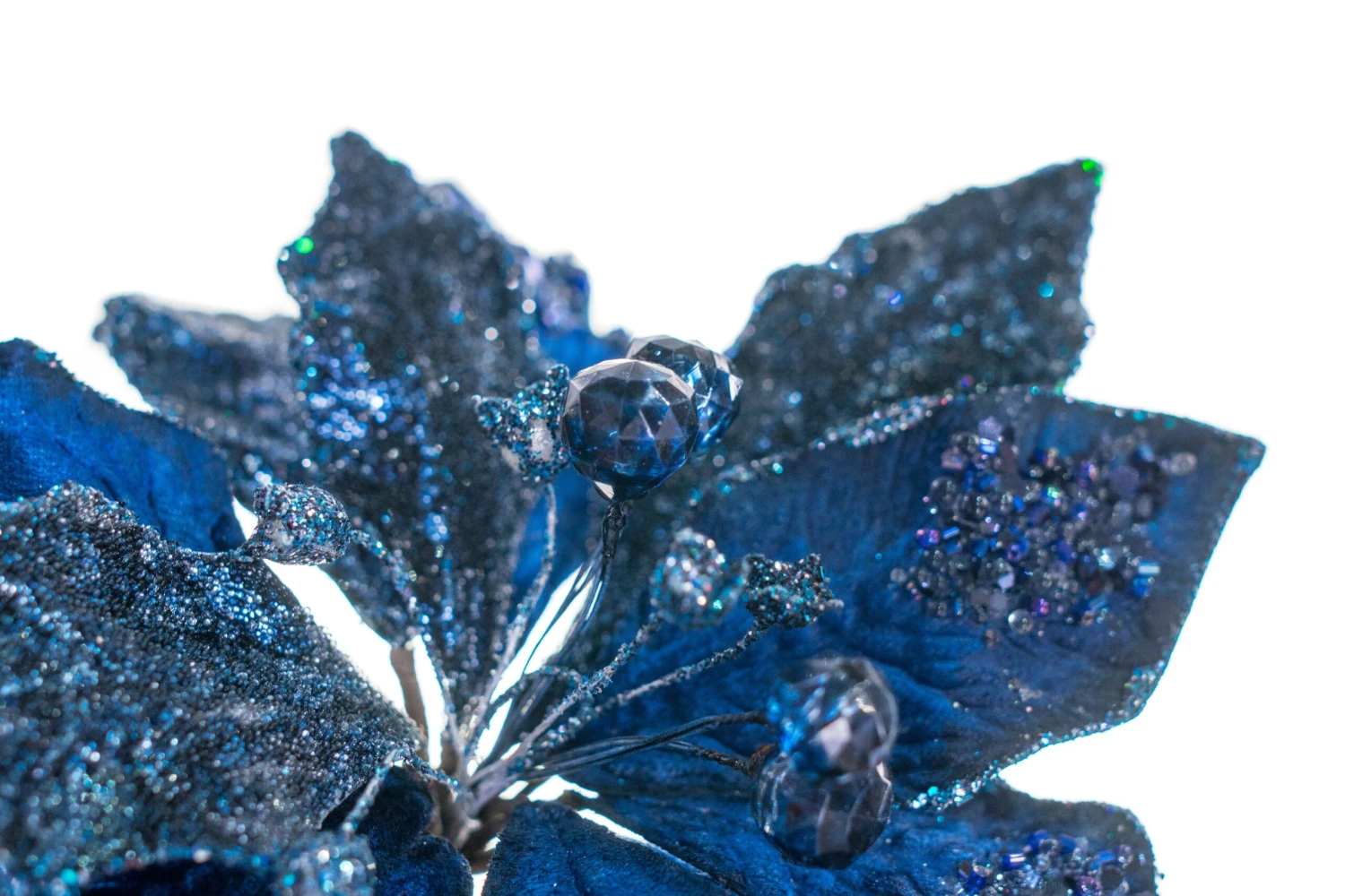 28" Navy Blue Poinsettia Set Of 4 2 28" Navy Blue Poinsettia Set Of 4 - Image 2