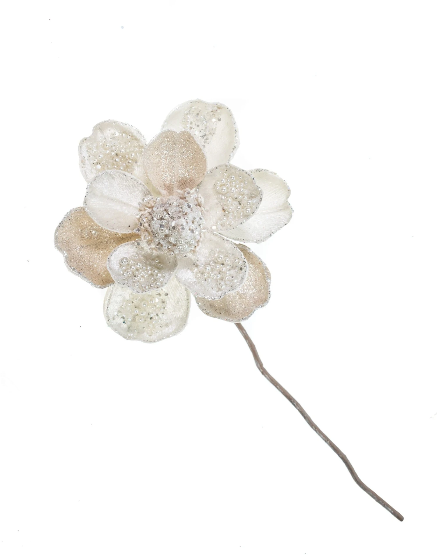17" Snow Cream Magnolia Stem With Leaves Set Of 6 1 17" Snow Cream Magnolia Stem With Leaves Set Of 6