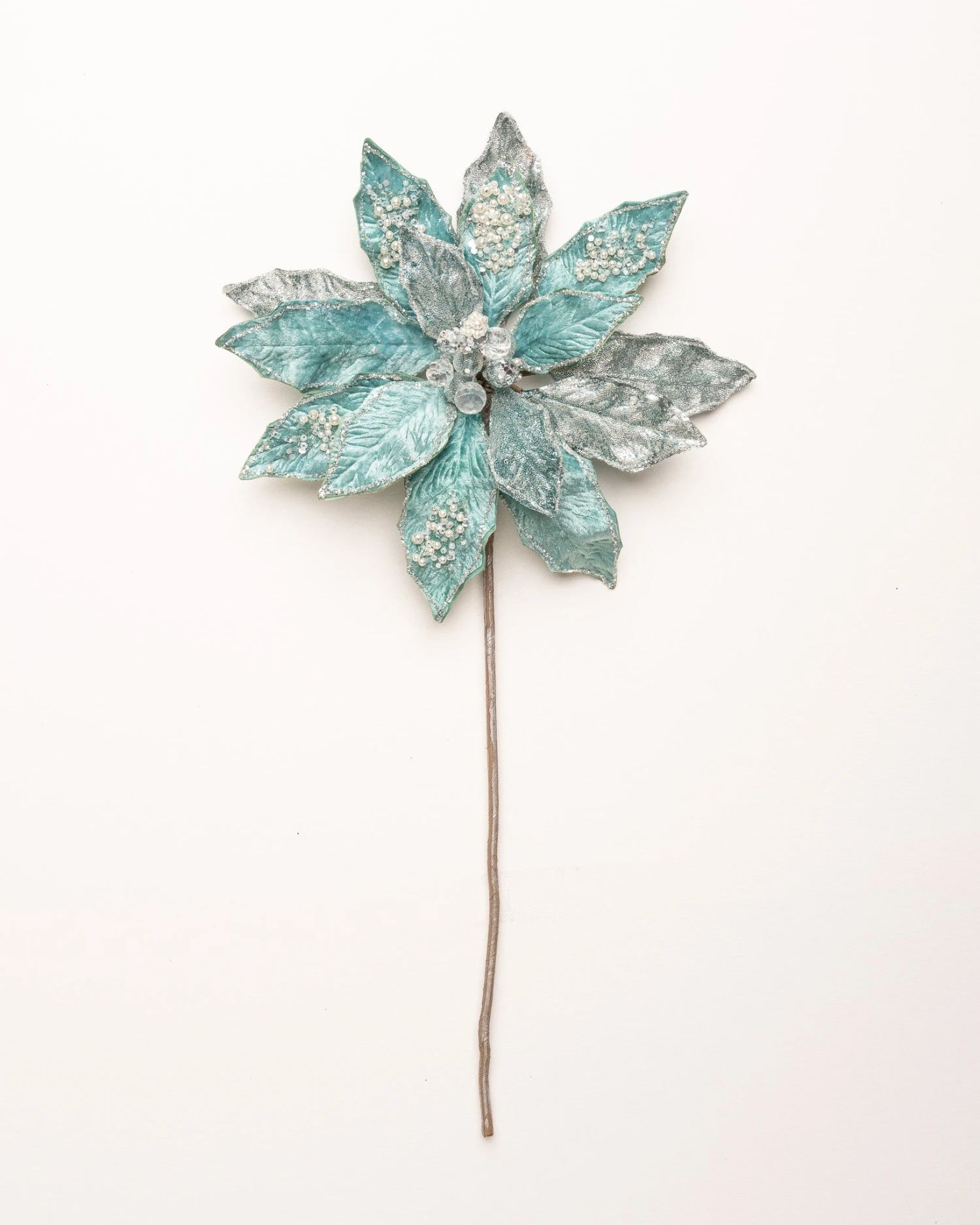 18" Poinsettia Stem With Leaves Set Of 6 1 18" Poinsettia Stem With Leaves Set Of 6