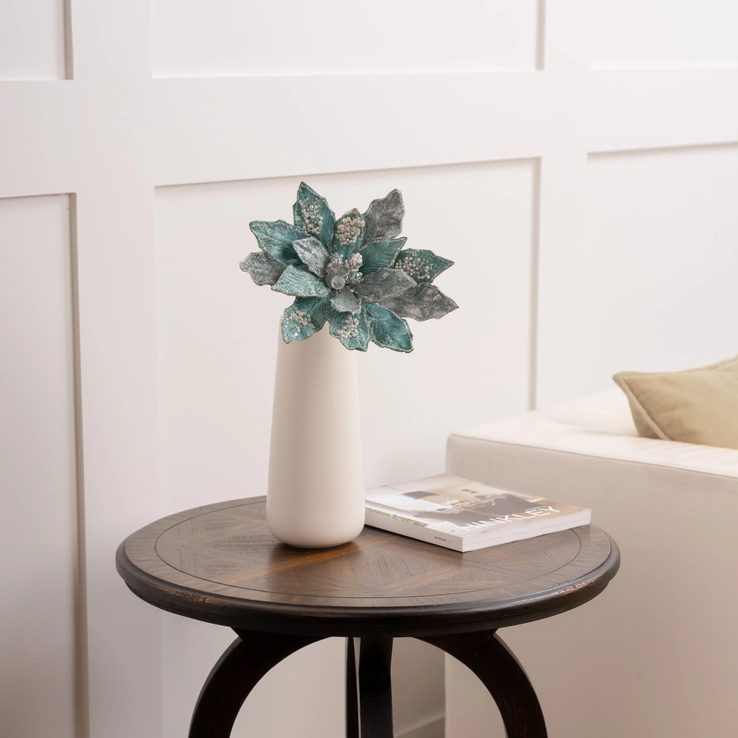 18" Poinsettia Stem With Leaves Set Of 6 3 18" Poinsettia Stem With Leaves Set Of 6 - Image 3