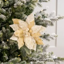 18" Poinsettia Stem With Leaves Set Of 6 12 18" Poinsettia Stem With Leaves Set Of 6 -Christmas Decoration Shop 0671409713 1