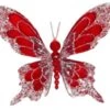 7" Red Icy Butterfly Clip Set Of 6