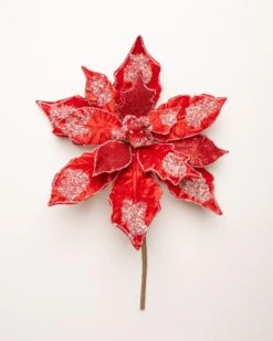 20" Icy Poinsettia Set Of 2 -Christmas Decoration Shop 0671409726